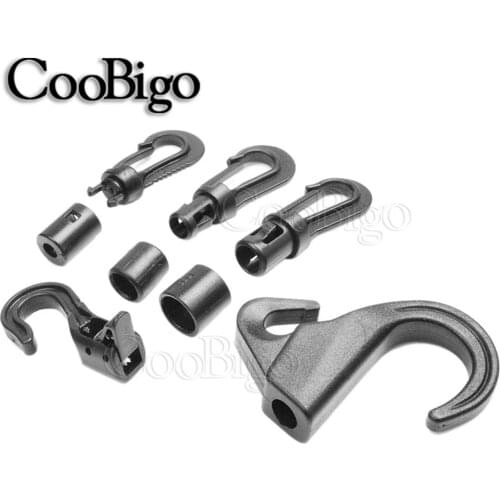 6pcs Plastic Snap Hook Buckle Bungee Shock Tie Cord Ends Lock For Outdoor Camp Clothesline Elastic Rope Hook Accessories