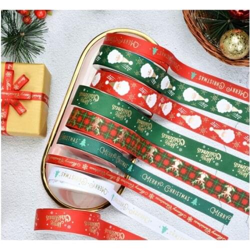9mm\1.6cm\25mm Golden letters\Father Christmas tree deer 100yards YAMA ribbons DIY decorations red green Gift wrapping tape