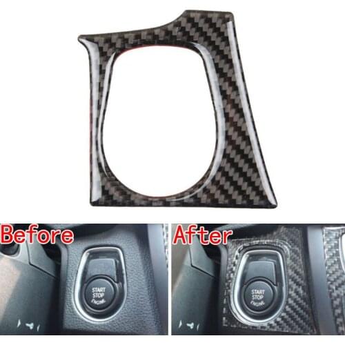 BBQ@FUKA Engine Start Stop Switch Button Frame Cover Trim Carbon Fiber Fits For BMW 3 Series 320i 328i 2013-2015 Car Styling