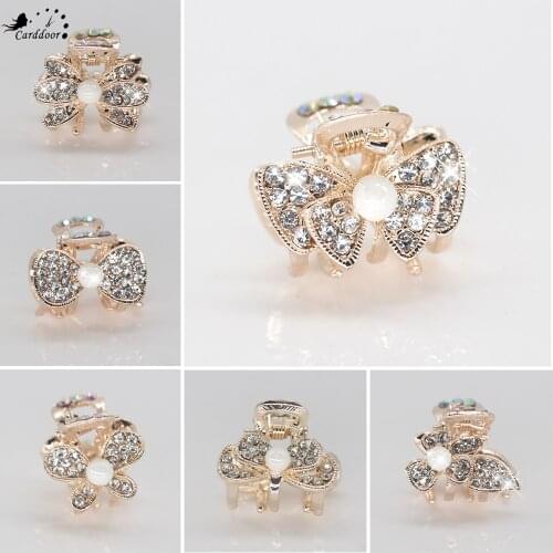 Carddoor Crabs Hair Claws Hair Accessories For Women Girls Mini Small Pearl Rhinestone Flower Bow-knot Hairpins Party Hair Clips