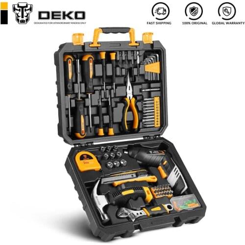 DEKO 113 Pcs Professional Car Repair Tool Set Auto Ratchet Spanner Screwdriver Socket Mechanics Tools Kit W/ Blow-Molding Box