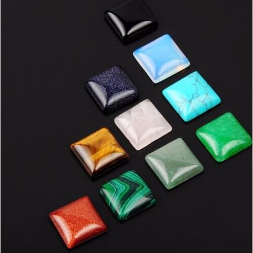 Druzy 12Pcs 16mm Assorted Natural AAA Grade Yellow Tiger Eye Beads Green Howlite Opal Square Cabochons Fashion Jewelry Findings