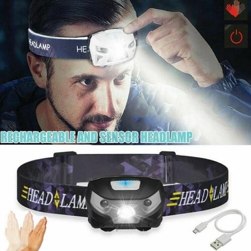 5W Strong Light infrared sensor Rechargeable headlamp high capacity Portable LED Headlight Camping Lamp Fishing Lamp Flashlight