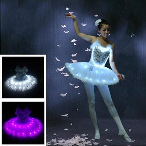 LED light Swan Lake Noctilucan Light ballet skirt Adult costumes children fluffy fluorescent performance clothing Dance Costume