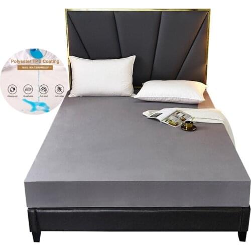 Smooth Waterproof Mattress Protector with Elastic Band Sanding Breathable Bed Cover Anti-mite&Washable