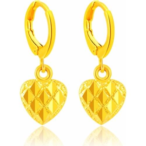 High Quality 24k Yellow Gold Filled Beautiful Heart Shape Hoop Earrings for Women Fashion Jewelry