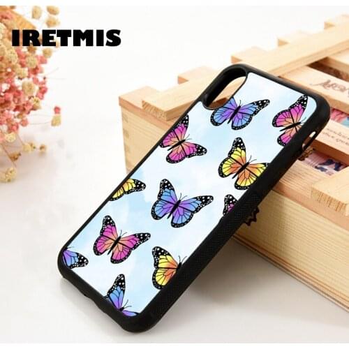 Iretmis 5 5S SE 6 6S TPU Silicone Rubber Phone Case Cover for iPhone 7 8 Plus X Xs 11 12 MINI Pro Max XR Butterfly Skies
