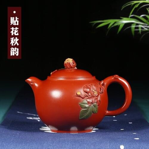 Junmingxuan] Yixing famous purple clay teapot pure hand gift making Teapot Tea Set Decal autumn Charm