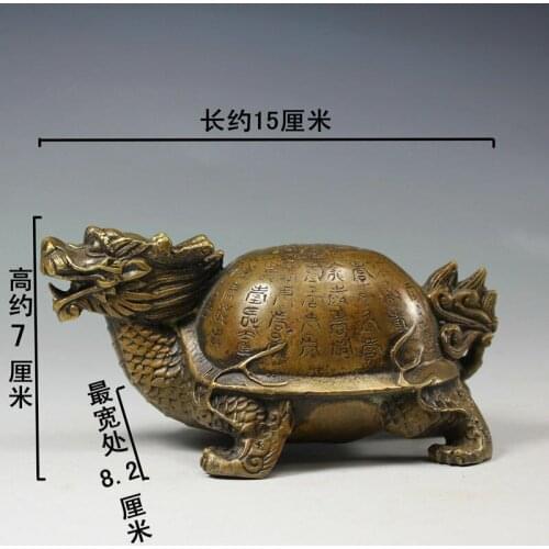 China antique handmade Brass auspicious eight diagrams dragon turtle statue