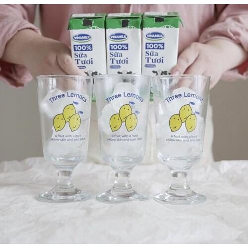 Korean ins blogger same three lemon goblets glass water cup bubble water cup red wine cup Champagne Cup