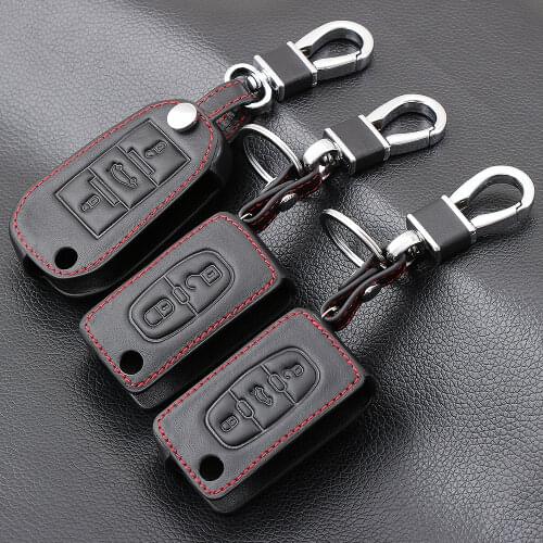 Leather Car Key Case Key Holder For PEUGEOT RCZ 207 307 308 407 408 508 2008 3008 4008 For Citroen C2 C3 C4 C5 C6 Picasso Xsara