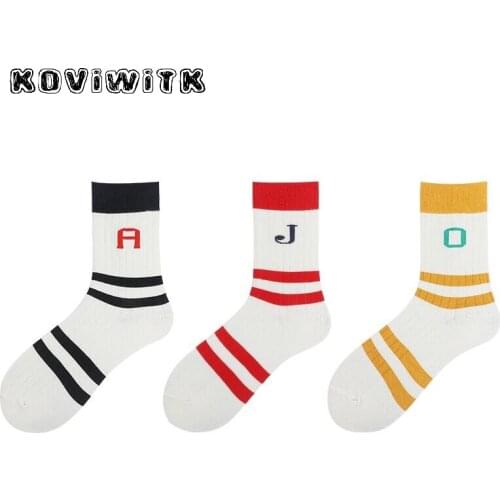 Summer Double stripes Women Socks Sport College Casual cotton letter Short elastic black sock Warm Wear ladies fashion girls sox