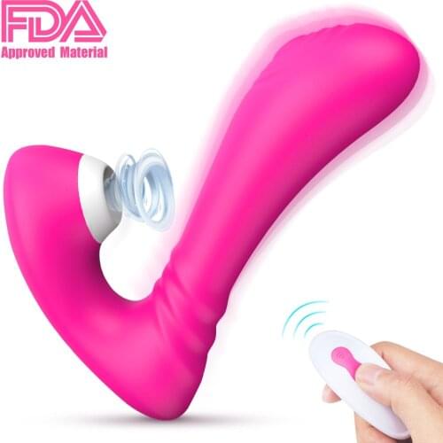 LetSquirt Remote Control Vagina Sucking Vibrator for Women Double Vibration 9 Speed Stimulate G spot Vagina Clitoris for Female