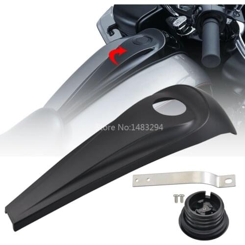 Matt Black Smooth Dash Fuel Tank Console Trim Panel Kit+Gas Tank Cap Cover For 08-18 Harley Touring