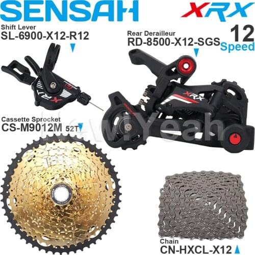 SENSAH XRX 12speed MTB Groupset include Right Shifter Rear Derailleur and SUGEK Cassette Sprocket 50T 52T and YBN Chain Origin