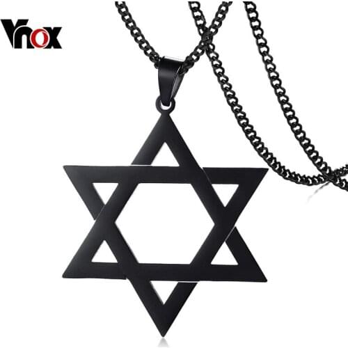 Vnox Megan Star of David Pendant Necklace for Men Male with 24" Chain Stainless Steel Israel Necklace 3 Colors Option