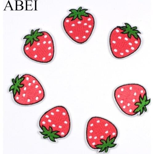 10pcs Cartoon Strawberry Patch DIY Embroidery Patches Iron On Cartoon Fruits Stickers Apparel Shoes Bags Backpack Jeans Decors