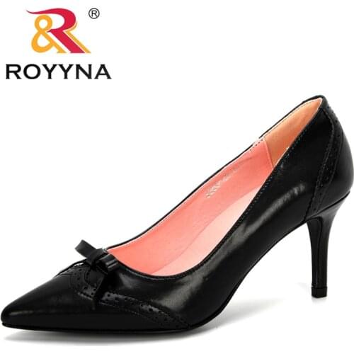 ROYYNA 2020 New Designers Popular Women Pumps Solid Pointed Toe Wedding Shoes Spring Autumn Elegant Offical Ladies Shoes Trendy