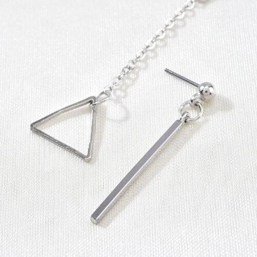 New Drop Dangle Earrings for Women Triangle Long Crystal Tassel Punk Wedding Drop Earing Fashion Costume Jewelry for Women Cute