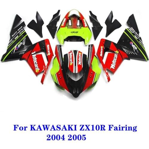For Kawasaki ZX10R ZX-10R 2004 2005 Motorcycle ABS Injection Full Car Shell Fairing Kit, 10R zx-10r 04-05 Body Fairing GreenRed