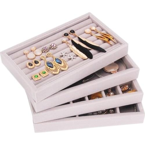 DIY Jewelry Storage Ring Packaging Gift Box Earring Holder Bracelet Jewellery Display Organizer Fully Wrapped High Level Flannel