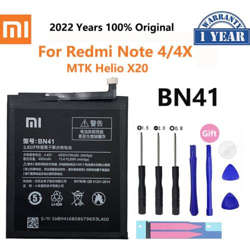 Xiao Mi Phone Battery 4100mAh BN41 Note4 Note4X For Xiaomi Redmi Note 4 / Hongmi Note 4X MTK Helio X20 Mobile Phone