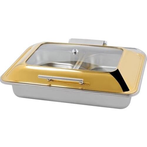 Titanium Gold Cover Stainless Steel Buffet Stove Hotel Embedded Breakfast Stove Square Insulation Gold