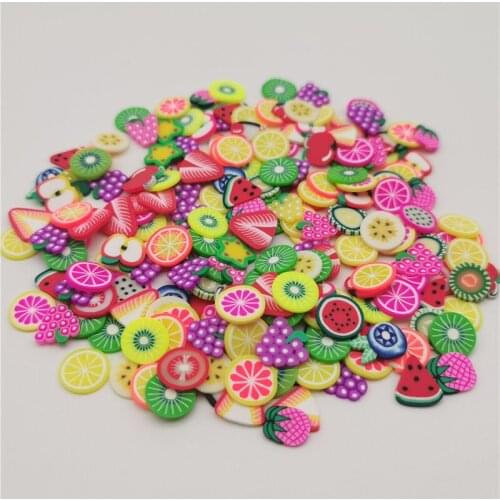 1kg Resin Artificial Fruit Slice Charms Slime Clay Banana Grapes Orange Jewelry Making Accessory Table Props