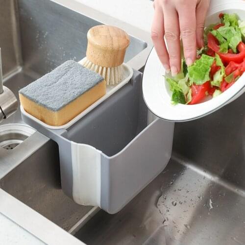 Sink Strainer Fruit Vegetable Drainer Basket Kitchen Waste Filter Basket Sponge Hanging Basket Storage Rack Kitchen Shelf