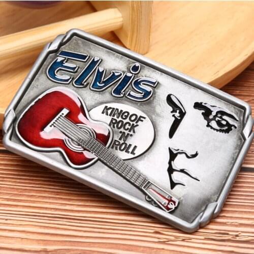 Guitars The King of Rock and Roll Elvis guitar music jeans gift belt buckle for Mens Belt Buckle Suitable Wide Belt