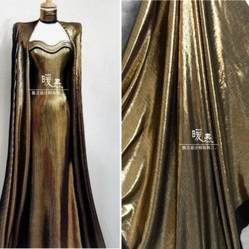 Coated Knit Stretch Fabric Gold Wiredrawing Metal Sense DIY Patches Bag Background Decor Leggings Tight Dress Designer Fabric