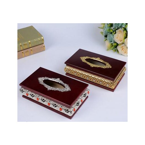 Luxurious large size wood tissue box tissue holder wipes container napkin box gold tissue box for home decorationZJH038