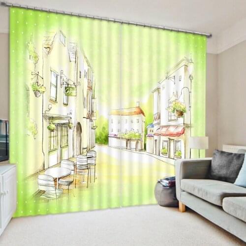 Luxury Blackout 3D Window Curtain For Living Room green curtains