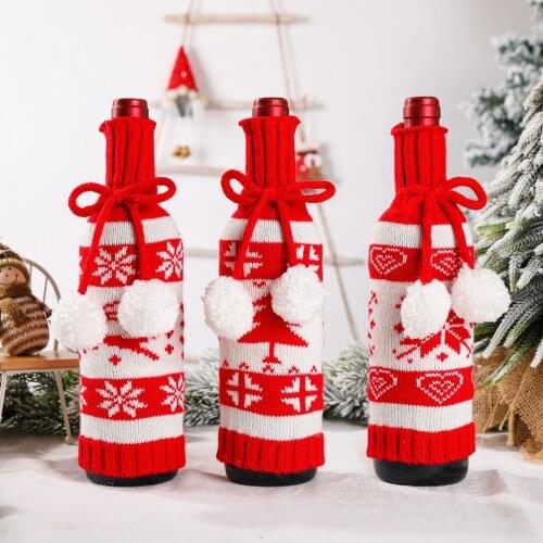 Christmas Wine Bottle Cover Merry Christmas Decorations for Home Christmas Ornaments Hogar Table Decors New Year 2022 Navidad