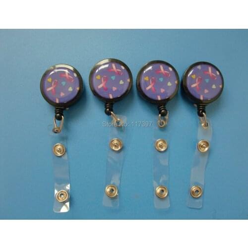 Pink Breast Cancer Retractable ID Badge Reel 20pcs/lot
