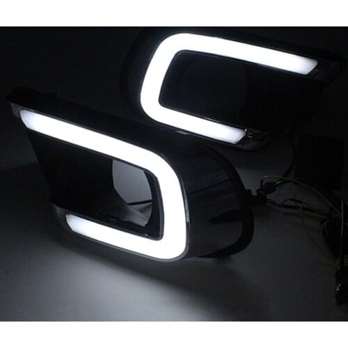 SELYNDE 2pcs/set Car Styling LED Whtie with Turn Signal Function Car LED DRL for FIAT Freemont 2014-2016 Daytime Running Light