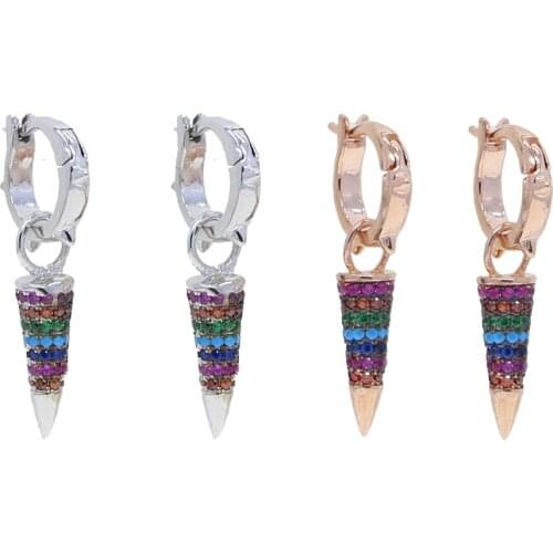 Brincos 2020 Colorful Cz Cone Design Ear Drop Double Aaa Dangle Earring Delicate Wedding Brand Jewelry For Women Christmas Gift