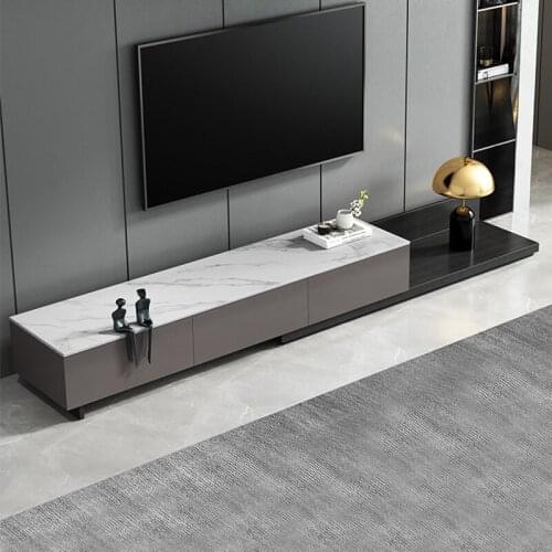 Telescopic rock TV cabinet tea table combination light luxury style modern simple living room new fashion minimalist Italian