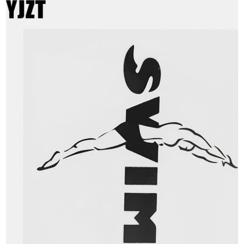 YJZT 12.5CMX11.7CM Creative Swimmer Swimming Decal Vinyl Car Sticker Black/Silver 8A-0743