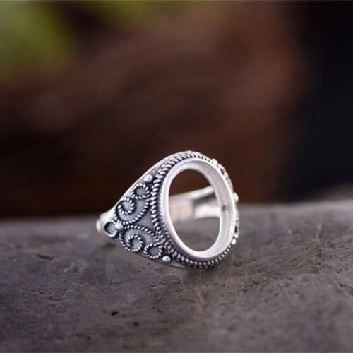 Ring Blank (10x14mm Oval Blank) Adjustable Thai Sterling Silver Ring Base Oval Cabochon Ring Setting R674B