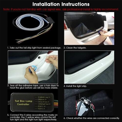 1.2M Car Light Assembly 12V Led Strip RGB Additional Stop Light Streamer Trunk Tail Brake Light Turn Signal Lamp