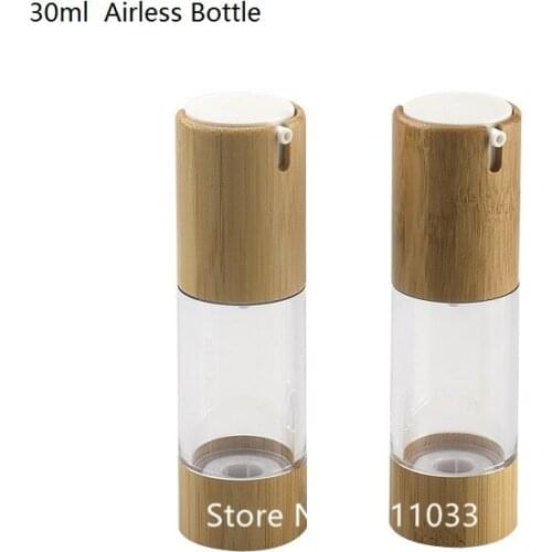 10PCS 30ML Top Grade Bamboo Airless Lotion Pump Bottle DIY Cosmetic Empty Clear Airless Essence Pump Bottle Wooden Container