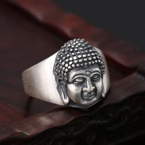 100% 990 Silver Sakyamuni Buddha Statue Ring Tibetan Ring Hindu Buddhist Buddha Ring