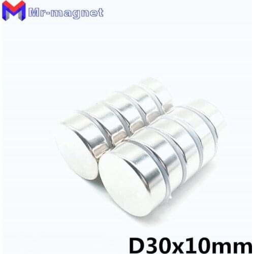 2pcs D30x10mm magnet 30x10mm New Super strong cylinder motor magnets 30x10 with Nickel plating dia 30*10mm D30*10 magnet