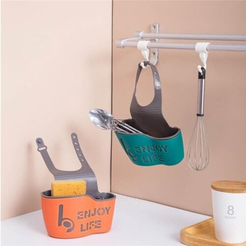 50pcs Sink Soap Sponge Drain Rack Silicone Storage Basket Bag Faucet Holder Adjustable Bathroom Holder Sink Kitchen Accessorie