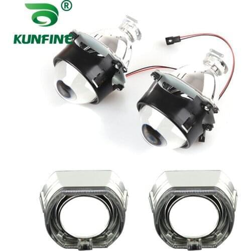 KUNFINE 2PCS/lot 3.0 inch Bi-Xenon HID Projector Lens With high low beam with Angel eyes For car headlight