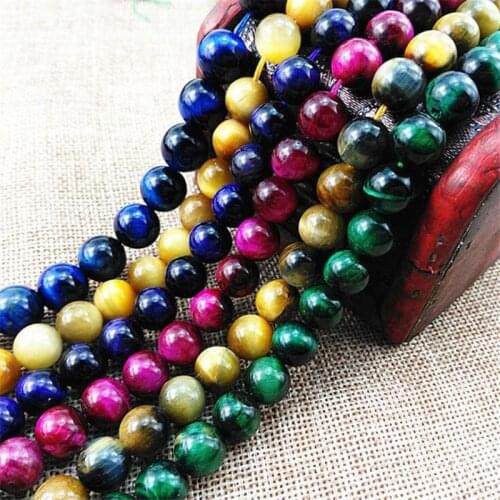 4 6 8 10 12mm Natural Stone Beads Green Blue Red Tiger Eye Jaspers Loose Stone Beads For Jewelry Making DIY Bracelet Necklace