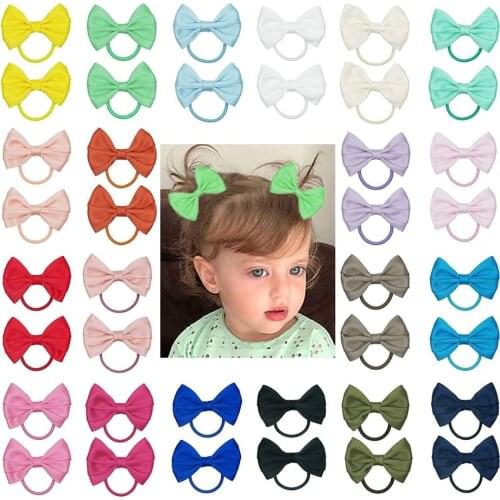 40 Pieces Baby Hair Ties With Bows 3 Inch Rubber Bands For Fine Hair Ponytail Holders Elastic Polyester Cotton Hair bows Ties