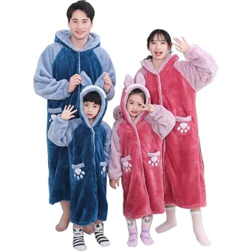 Childrens Bathrobe Long Sleeve Hooded Childrens Bathrobe Cartoon Printed Childrens Robe Cute Animal Boys And Girls Bathrobe