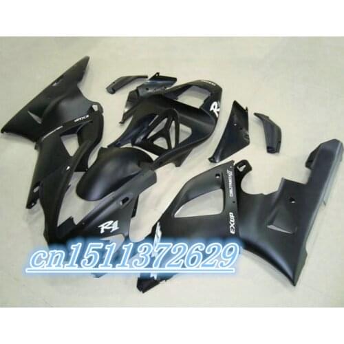 Dor- Dark Black Fairing Kit for YZF R1 00-01 YZF-R1 2000-2001 YZF1000 1000 YZFR1 00 01 2000 2001